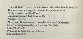 Babi Yar; A Document in the Form of a Novel