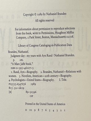 Judgment Day: My Years with Ayn Rand