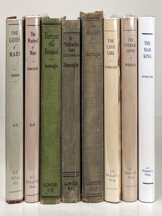 Eight McClurg Edition Novels: The Gods of Mars, The Warlord of Mars, Tarzan the Untamed, The Mucker, At the Earth's Core, The Cave Girl, The Eternal Lover, and The Mad King