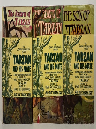 Collection of Fourteen Grosset and Dunlap Tarzan Novels with Wraparound Bands for Tarzan and His Mate