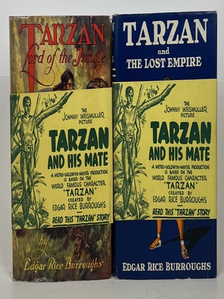 Collection of Fourteen Grosset and Dunlap Tarzan Novels with Wraparound Bands for Tarzan and His Mate