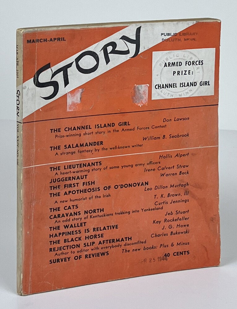 "Aftermath of a Lengthy Rejection Slip" in Story Magazine March-April 1944 Vol. XXIV, Charles Bukowski, Whit Burnett.