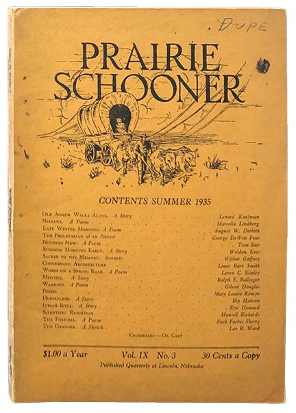 Prairie Schooner Vol. IX No. 3. Weldon Kees, August Derleth.