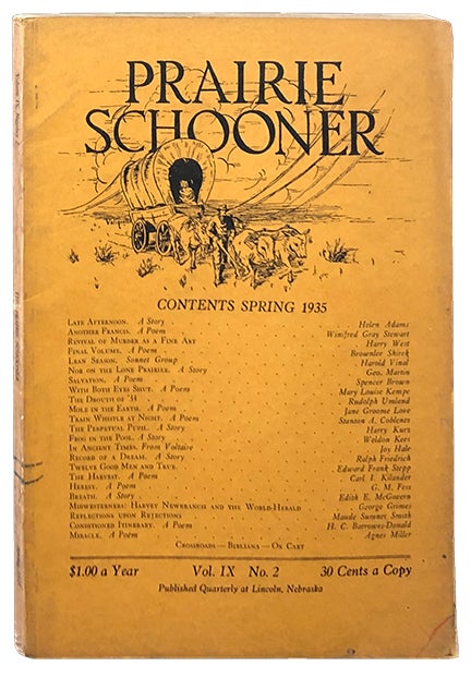 Item #3750 Prairie Schooner Vol. IX No. 2. Weldon Kees.