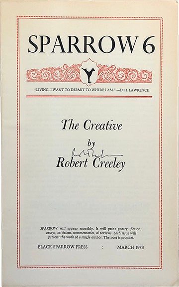 Item #4390 Sparrow 6 ["The Creative"]. Robert Creeley.