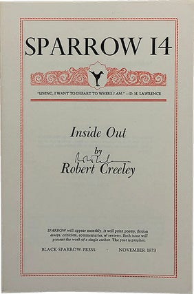 Item #4391 Sparrow 14 ["Inside Out"]. Robert Creeley
