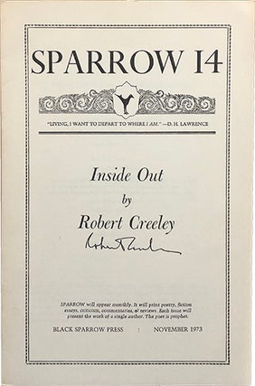 Item #4392 Sparrow 14 ["Inside Out"]. Robert Creeley