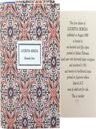 Item #4936 Lucretia Borgia. Gertrude Stein