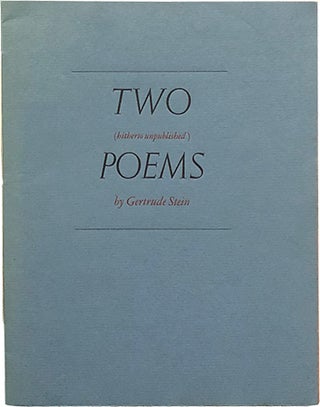 Item #6014 Two (hitherto unpublished) Poems. Gertrude Stein