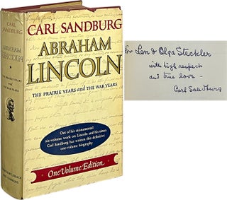 Item #7779 Abraham Lincoln One Volume Edition; The Prairie Years and The War Years. Carl Sandburg