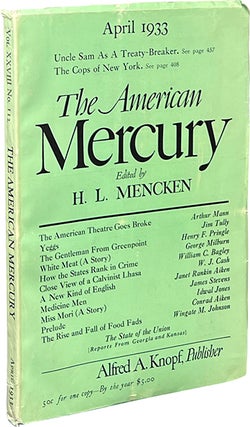 Item #8098 The American Mercury April 1933. H. L. Mencken
