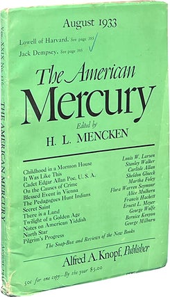 Item #8101 The American Mercury August 1933. Jim Tully, H. L. Mencken
