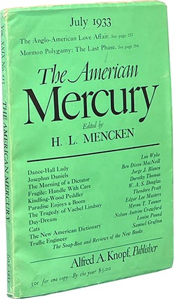 Item #8103 The American Mercury July 1933. H. L. Mencken