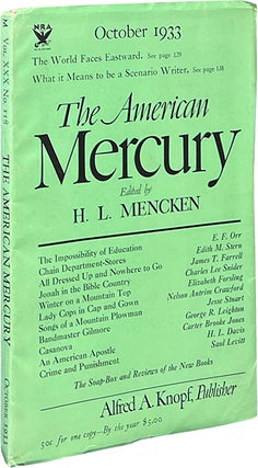 Item #8104 The American Mercury October 1933. H. L. Mencken