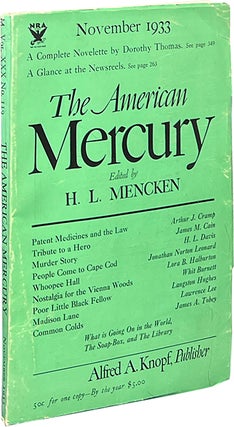Item #8105 The American Mercury November 1933. H. L. Mencken