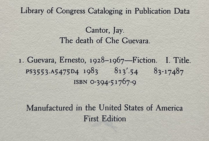 The Death of Che Guevara | Jay Cantor | First Edition